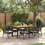 vidaXL Tuin eettafelset 7 pcs Zwart poly rattan, Verzenden, Nieuw, Rotan