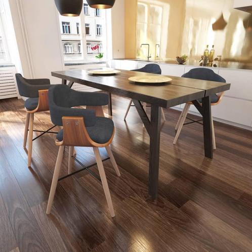 vidaXL Eetkamerstoelen 4 st gebogen hout en stof donkergrijs, Huis en Inrichting, Stoelen, Grijs, Nieuw, Verzenden