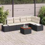 vidaXL Tuin Sofa Set met kussen 6 pcs Zwart Poly riet, Tuin en Terras, Verzenden, Nieuw, Rotan