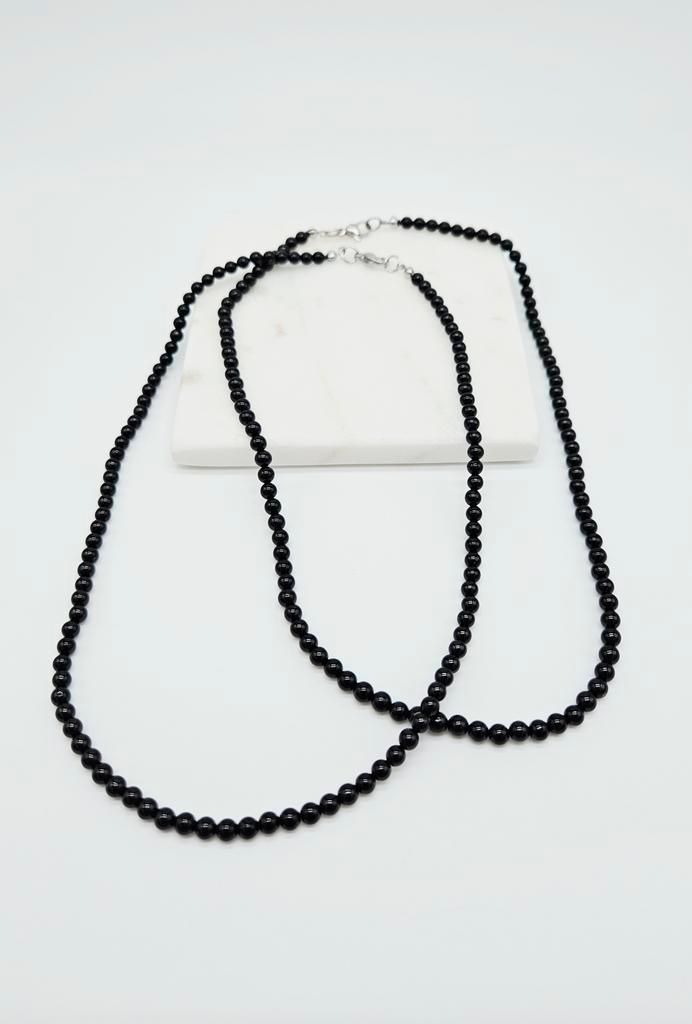 Zwarte toermalijn ketting met slotje, Sieraden, Tassen en Uiterlijk, Kettingen, Ophalen of Verzenden