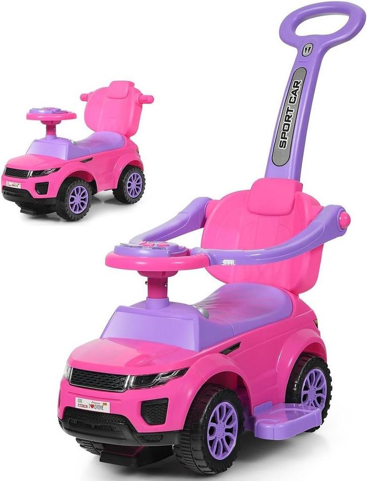 Loopauto - Loopwagen - Meisje - Met duwstang - Roze - COSTWA, Kinderen en Baby's, Speelgoed | Buiten | Voertuigen en Loopfietsen