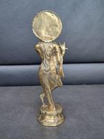 Beeld, Lord Krishna jouant de la flute - 26 cm - Verguld, Antiek en Kunst