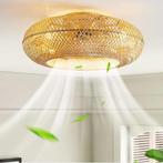 Bamboe LED Plafondventilator 50 cm met Intrekbare Bladen, Huis en Inrichting, Lampen | Plafondlampen, Verzenden, Nieuw