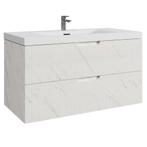 Badkamermeubel Set Thermis 100cm Wit Marmer Badmeubel, Huis en Inrichting, Verzenden, Nieuw, Wastafelkast