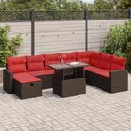 vidaXL 9-delige Loungeset met kussens poly rattan acacia, Tuin en Terras, Verzenden, Nieuw, Rotan, Loungeset