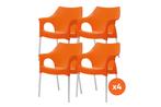 Set van 4 - Scab Ola stapelbare kunststof tuinstoel - Oranje, Verzenden, Nieuw, Overige materialen