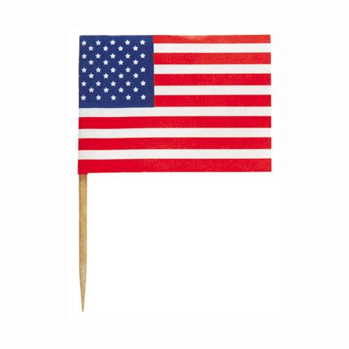 USA Vlagprikkers 6,5cm 30st, Hobby en Vrije tijd, Feestartikelen, Nieuw, Verzenden