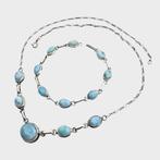 Zonder Minimumprijs - 2-delige sieradenset Zilver - Larimar, Sieraden, Tassen en Uiterlijk