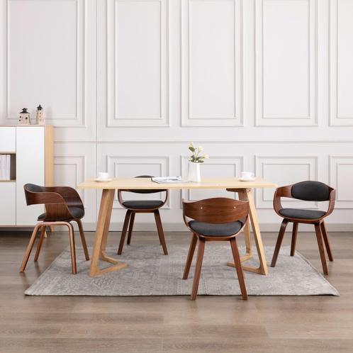 vidaXL Eetkamerstoelen 6 st gebogen hout en stof grijs, Huis en Inrichting, Stoelen, Grijs, Nieuw, Verzenden