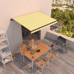 vidaXL Luifel handmatig uittrekbaar 350x250 cm geel en wit, Tuin en Terras, Verzenden, Nieuw
