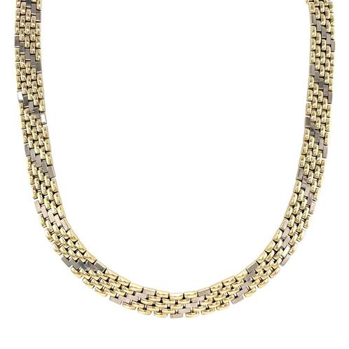 Bicolour gouden choker 41 cm 14 krt, Sieraden, Tassen en Uiterlijk, Kettingen, Goud, Zo goed als nieuw, Goud, Verzenden