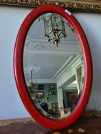 Spiegel- Ovale wandspiegel met rode lijst (vintage) - Glas,