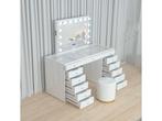 Vonato - Glossy White - Kaptafel Met Verlichting, Huis en Inrichting, Tafels | Kaptafels, Nieuw