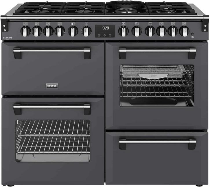 Stoves Richmond 110 DF DX gas fornuis - antraciet - 110 cm., Witgoed en Apparatuur, Fornuizen, 60 cm of meer, Vrijstaand, 5 kookzones of meer