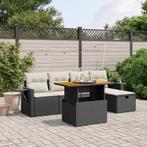 vidaXL 6-delige Loungeset met kussens poly rattan zwart, Verzenden, Nieuw, Rotan, Loungeset
