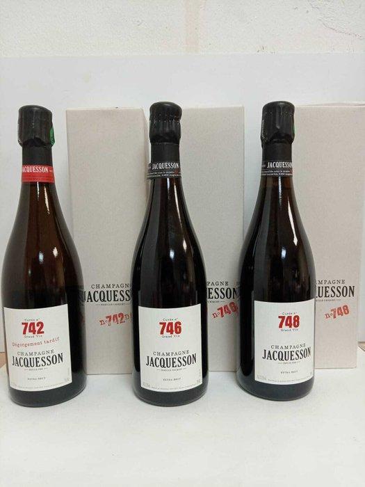 Jacquesson, Cuvée No. DT742 / 746 / 748 - Champagne Brut,, Verzamelen, Wijnen