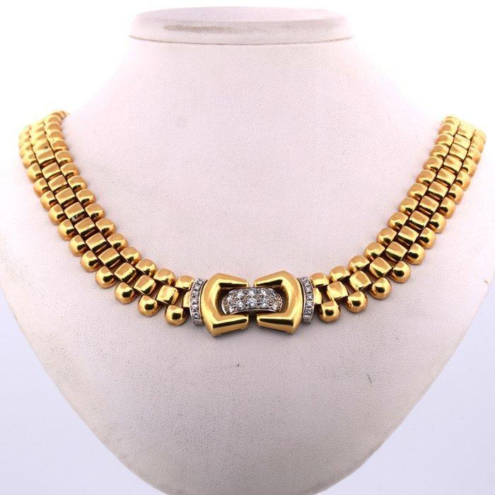 Halsketting - 18 karaat Geel goud - 1.25ct. tw. Diamant, Sieraden, Tassen en Uiterlijk, Kettingen