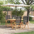 vidaXL 5-delige Tuinset massief acaciahout en poly rattan, Tuin en Terras, Tuintafels, Verzenden, Nieuw