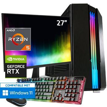 Ryzen 5 + RTX 4060 Game PC Set met Monitor Toetsenbord Muis, Computers en Software, Desktop Pc's