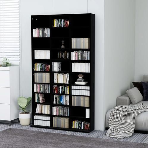 vidaXL Cd-kast 102x16x177,5 cm bewerkt hout zwart, Huis en Inrichting, Woonaccessoires | Cd- en Dvd-rekken, Nieuw, Verzenden