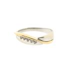 Bicolor gouden ring met zirconia (witgoud) (witgoud), 18 tot 19, Gebruikt, Overige kleuren, Ophalen of Verzenden