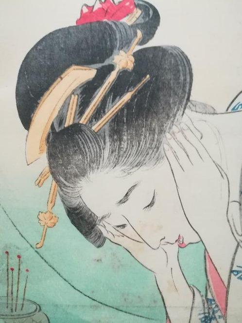Original Woodblock Print . The Young Woman . 1911 - Ogata, Antiek en Kunst, Antiek | Overige Antiek