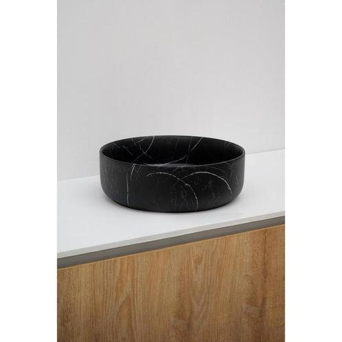 Waskom Riho Marmic Rond 34,6x34,6x11,4 cm Mat Zwart Marmer, Doe-het-zelf en Verbouw, Sanitair, Overige typen, Nieuw, Ophalen of Verzenden