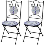 Klapstoelen Keramiek Blauw 2 st - Tweedekansje - OP=OP, Huis en Inrichting, Stoelen, Twee, Blauw, Nieuw, Ophalen of Verzenden