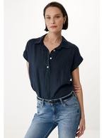 SALE -24% | Mexx Linnen blouse donkerblauw | OP=OP, Kleding | Dames, Blouses en Tunieken, Nieuw, Verzenden