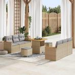 vidaXL Tuin Sofa Set met kussen 9 pcs Beige Poly riet, Tuin en Terras, Verzenden, Nieuw, Rotan