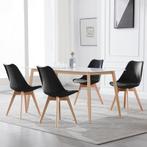 WOLTU 4 Eetkamerstoelen - Kunstleer en massief hout - Zwart, Verzenden, Nieuw