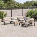 vidaXL 7-delige Loungeset met kussens gepoedercoat staal, Verzenden, Nieuw, Rvs, Loungeset