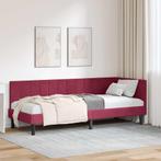 vidaXL Hoekbedframe met hoofdeinde Wijnrood 80 cm x 200 cm, Verzenden, Nieuw, Rood, Stof
