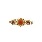 Antiek gouden broche met bloedkoraal (vintage sieraden), Sieraden, Tassen en Uiterlijk, Broches, Gebruikt, Overige kleuren, Ophalen of Verzenden