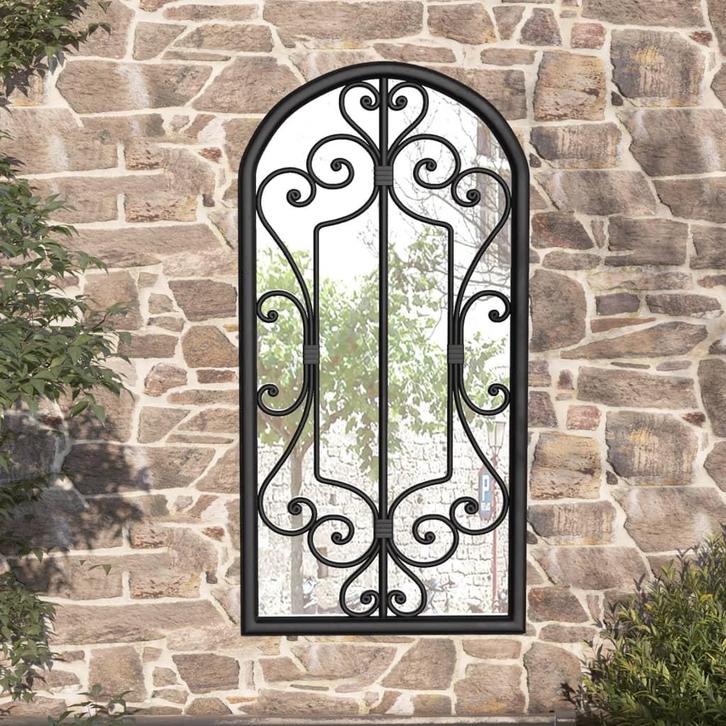 vidaXL Tuinspiegel 70x30 cm ijzer zwart, Huis en Inrichting, Woonaccessoires | Spiegels, Nieuw, Verzenden