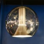 set hanglampen Globe Raak glas aluminium 35 cm 60s, Gebruikt, Ophalen of Verzenden, Glas, Minder dan 50 cm