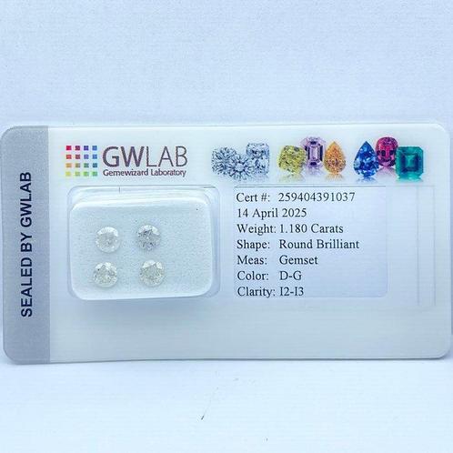 Zonder Minimumprijs - 4 pcs Diamant (Natuurlijk) - 1.18 ct -, Sieraden, Tassen en Uiterlijk, Edelstenen