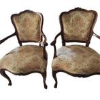 Fauteuil (2) - Hout, Textiel - 2 Luigi XV fauteuils