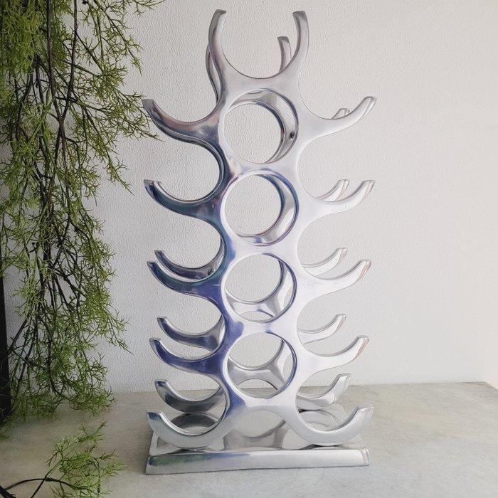 Michael Noll - Wijnrek - 15 flessen - Gepolijst Aluminium, Antiek en Kunst, Antiek | Meubels | Stoelen en Banken