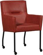 Rode leren moderne eetkamerstoel - Vintage Leer Burgundy (ro, Huis en Inrichting, Overige kleuren, Nieuw, Leer, Ophalen of Verzenden