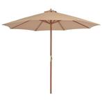 vidaXL Parasol met houten paal 300 cm taupe, Tuin en Terras, Verzenden, Nieuw, 3 tot 4 meter