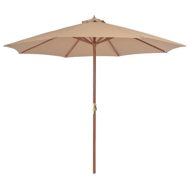 vidaXL Parasol met houten paal 300 cm taupe, Tuin en Terras, Parasols, Nieuw, 3 tot 4 meter, Verzenden