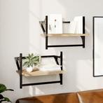 vidaXL Wandschappen met stangen 2 st 40x25x30 cm sonoma, Huis en Inrichting, Woonaccessoires | Wandplanken en Boekenplanken, Verzenden