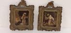 Paar beeldjes - monniken in gebed. (2) - Hout - 1930-1940