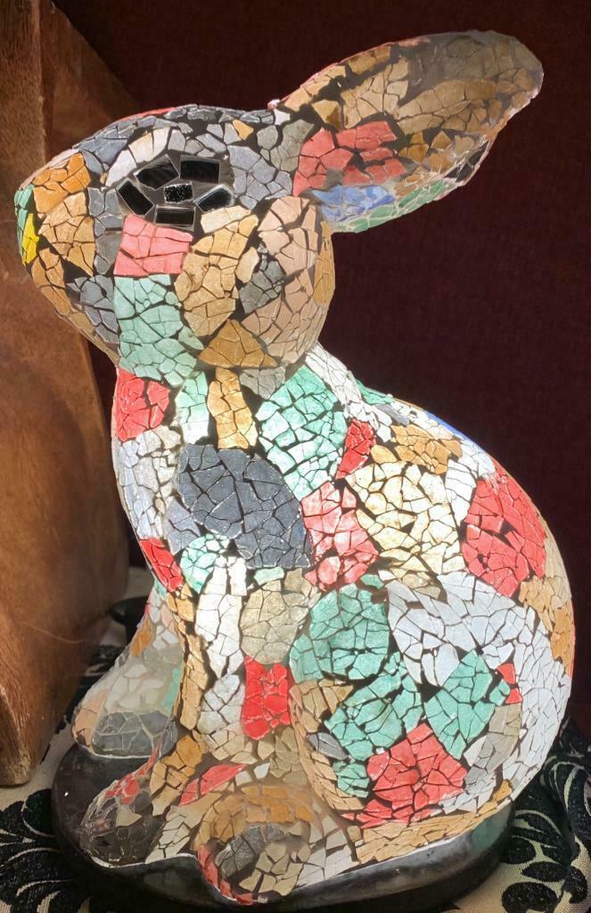 Glas mozaïek lamp Konijn - handvervaardigd vanaf € 59,00 !!, Huis en Inrichting, Lampen | Tafellampen, Nieuw, Glas, Minder dan 50 cm