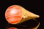 Oud-Romeins Goud Gouden ring met grote banded agaat