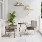 vidaXL 3-delige bistroset voor in de tuin met kussens, Verzenden, Nieuw, Rotan