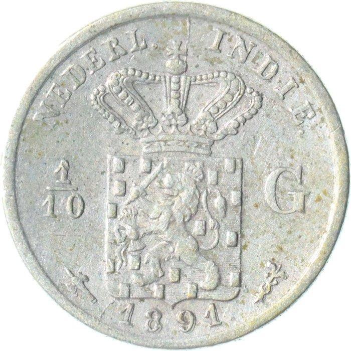 Nederlands-Indië. Wilhelmina. Lot van 6 opeenvolgende 1/10, Postzegels en Munten, Munten | Nederland