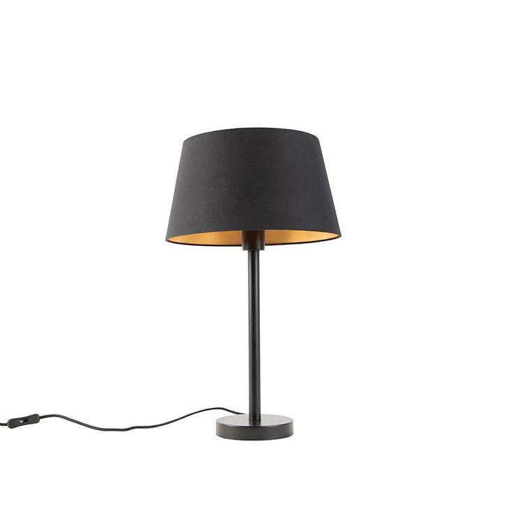 Klassieke tafellamp zwart met zwarte kap 32 cm - Simplo, Huis en Inrichting, Lampen | Tafellampen, Nieuw, Overige materialen, 50 tot 75 cm