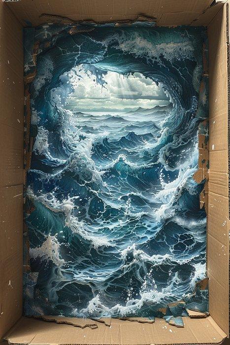 CARCANVAS_IT - The sea in a move box cardboard, Antiek en Kunst, Curiosa en Brocante